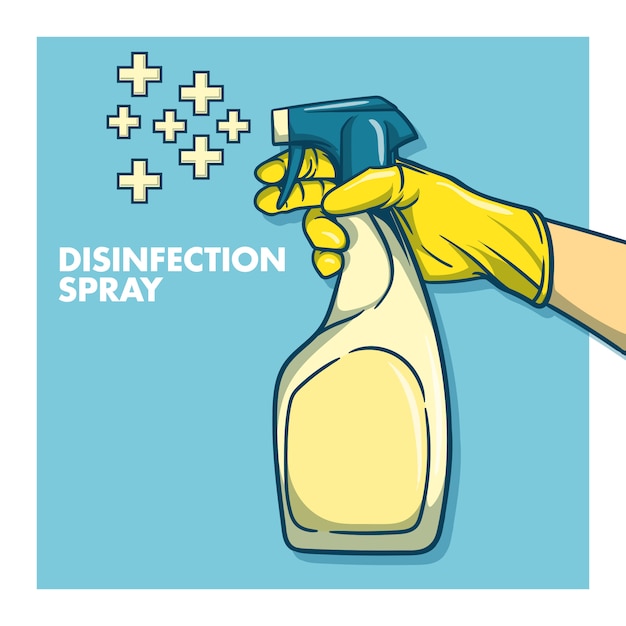 spraying disinfectant illustration