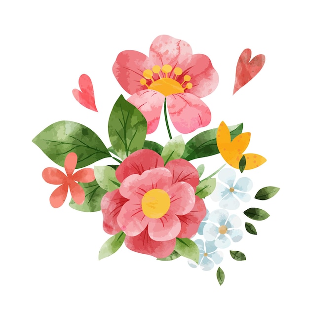 Spring abstract floral bouquet. Tiny floral elements. Hand drawn   watercolor illustration.