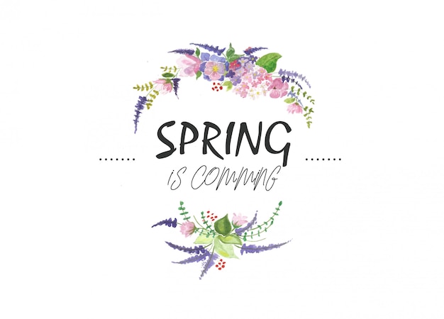 spring art with watercolor flowers