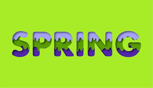 Spring background Paper cut text effect