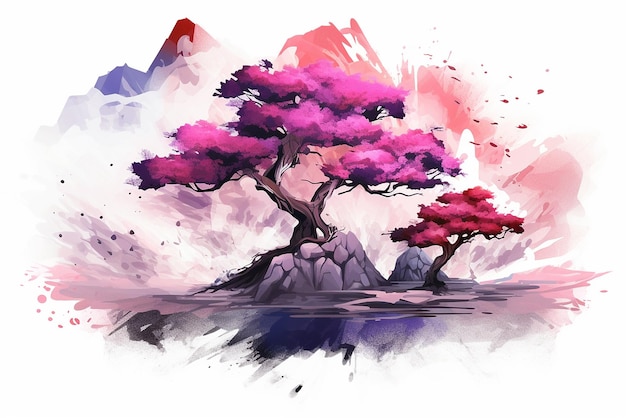 Vector spring background with beautiful sakura tree illustration