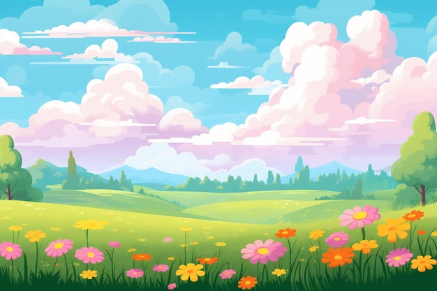 Spring Background with Summer Clouds