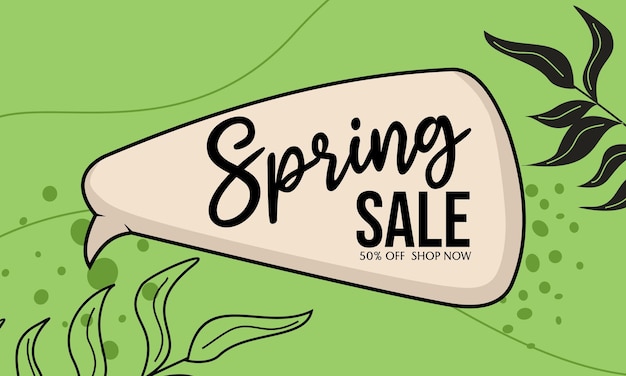 spring banner vector. green color design with natural background.