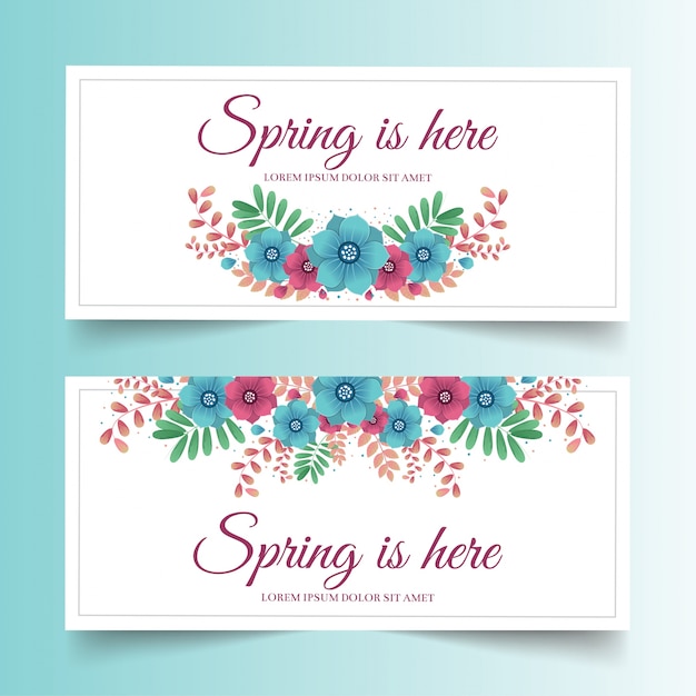 Spring Banners with beautiful colorful flower