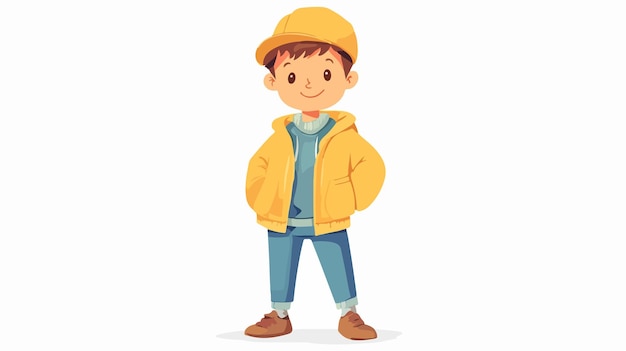 Vector spring boy in fashionable clothing isolated illustration on white background