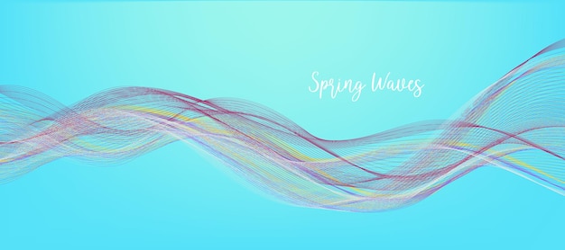 Vector spring color waves on blue background vector illustration eps10