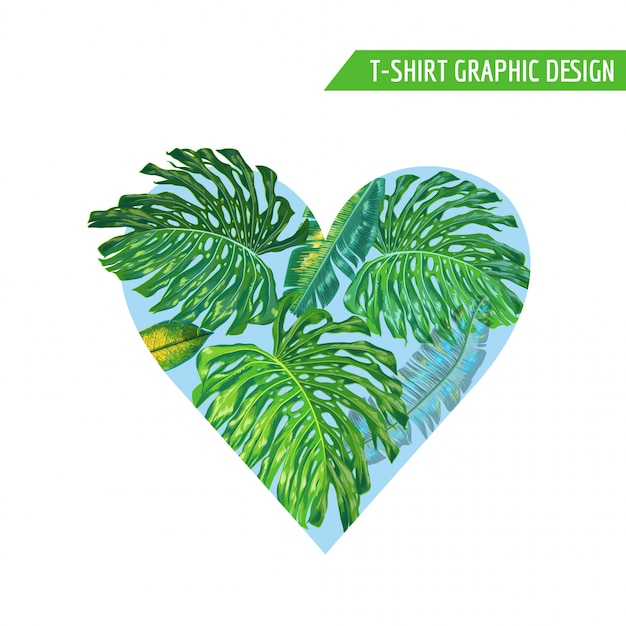 Spring Floral Heart Tropical Flowers Design