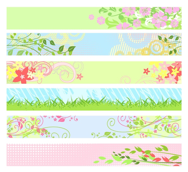 Spring floral website banners vector