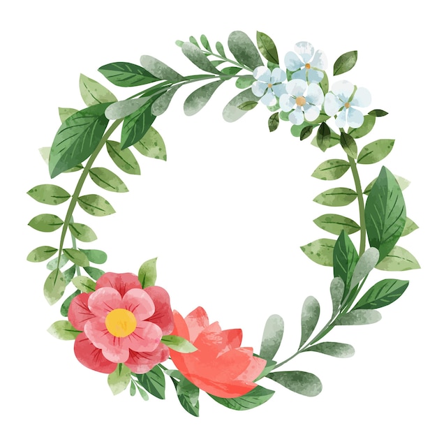 Spring floral wreath. Hand drawn   watercolor illustration.