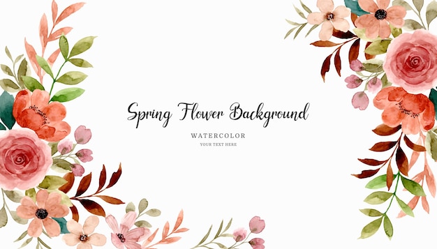 Spring flower background with watercolor