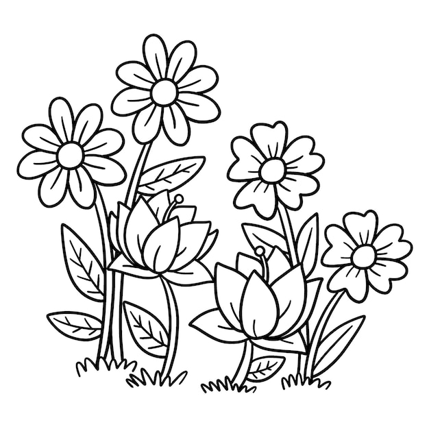 Spring Flower Isolated Coloring Page for Kids