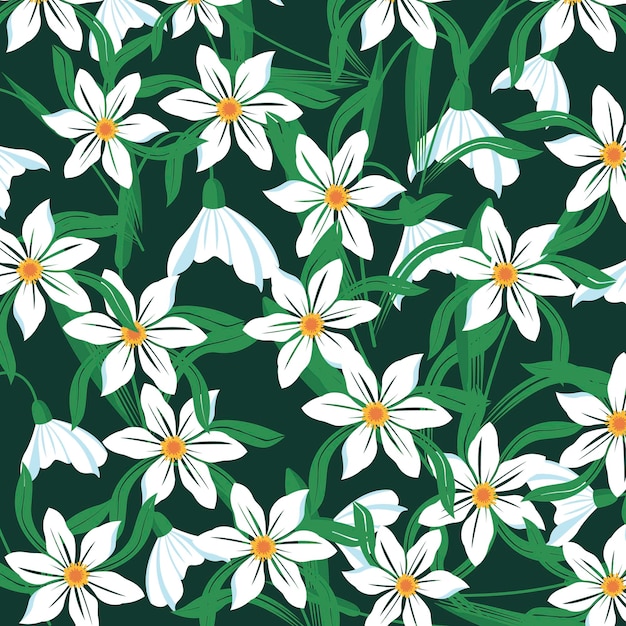 Spring flower pattern Snowdrops and daffodils