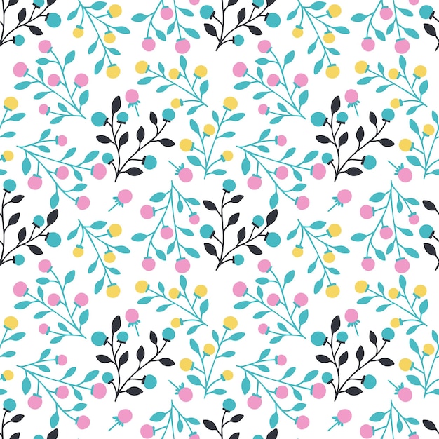 Spring flowers Abstract hand drawn floral vector illustration Seamless pattern of delicate flowers