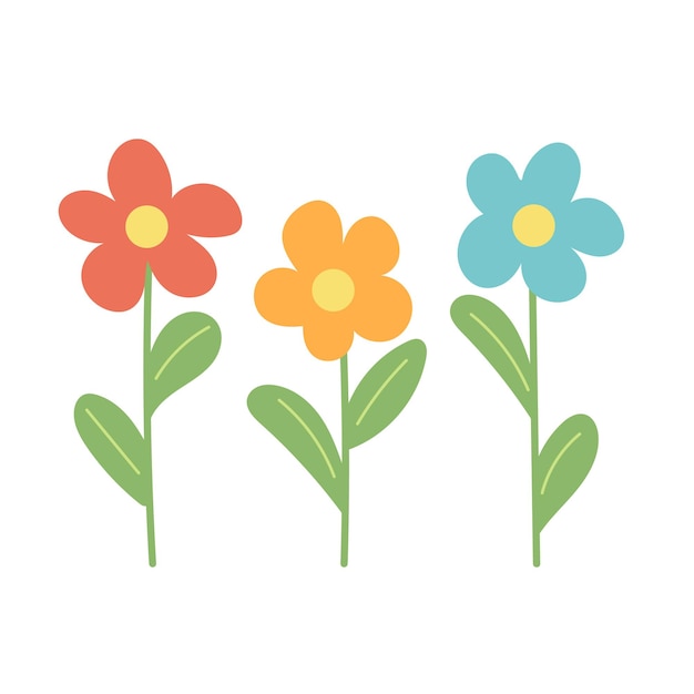 Spring flowers growing simple vector illustration in cartoom style