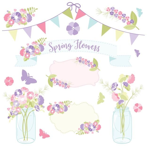 Spring flowers in mason jars for mother's day