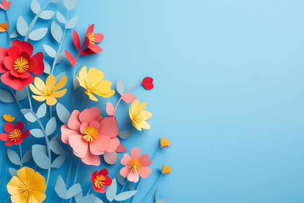 Vector spring flowers in paper cut style