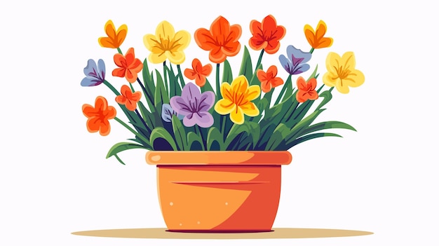 Vector spring flowers pot icon vector isolated on white background