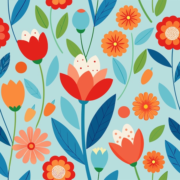 Vector spring flowers seamless pattern vector art and illustration