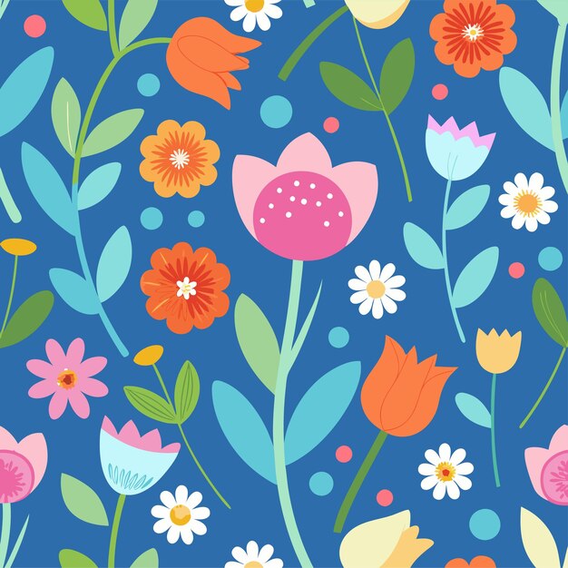 Vector spring flowers seamless pattern vector art and illustration