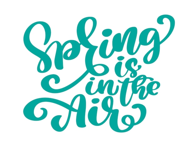 Spring is in the air modern calligraphy quote Seasonal hand written lettering text isolated on white