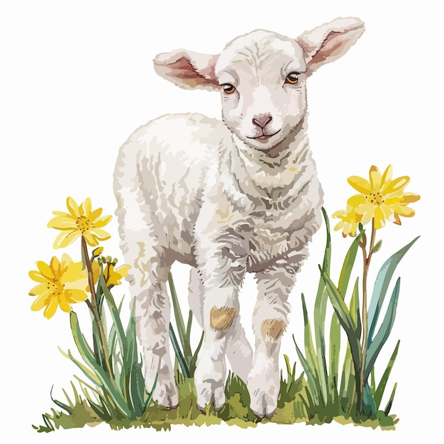 Spring Lamb Clipart Isolated on White Background