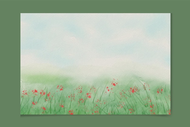 Vector spring landscape background with watercolor style