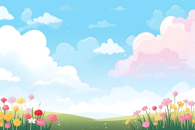 Spring Landscape Flowers Clouds