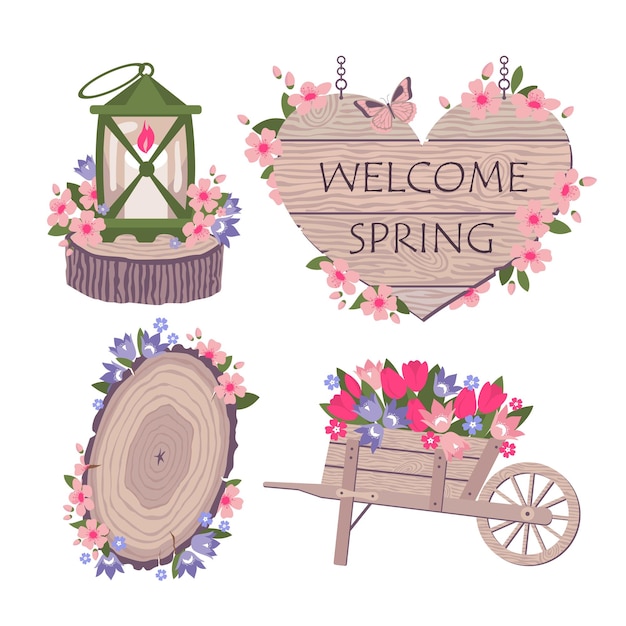 SPRING LANTERN WHEELBARROW SET