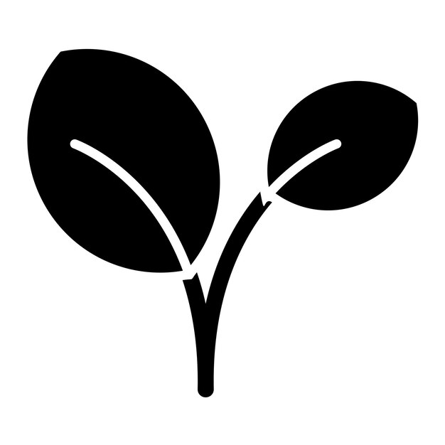 Spring Leaves Glyph Solid Black Illustration