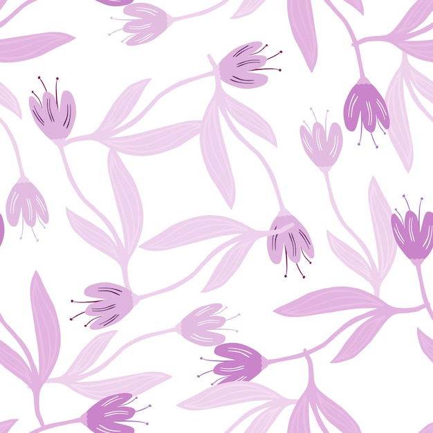 Spring lilac tulip flower seamless pattern.