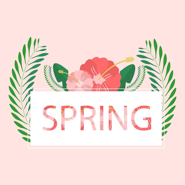 Spring logo with flower and leaves.