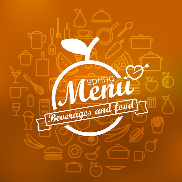 Spring menu label design Vector lineart concept