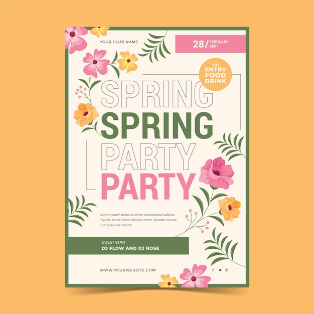 Spring party flyer template