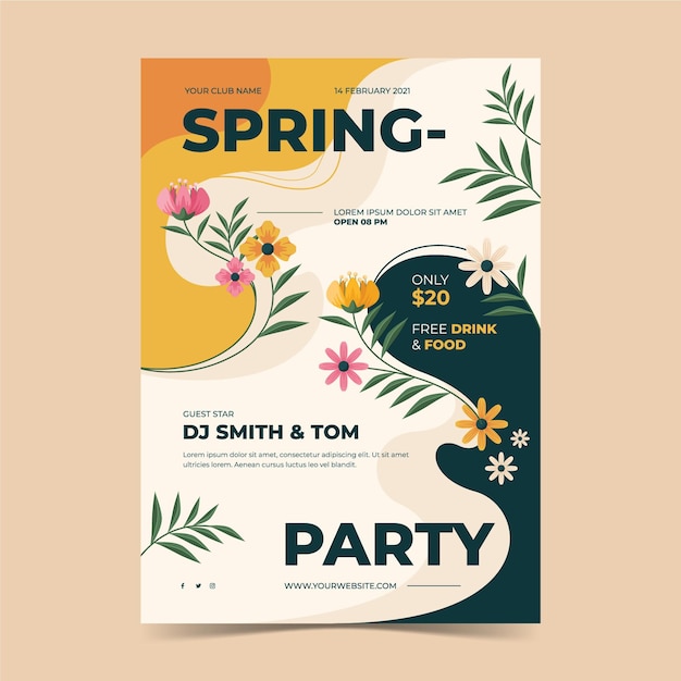 Spring party flyer template