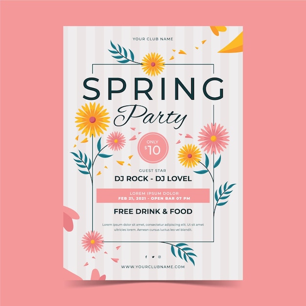 Spring party flyer template