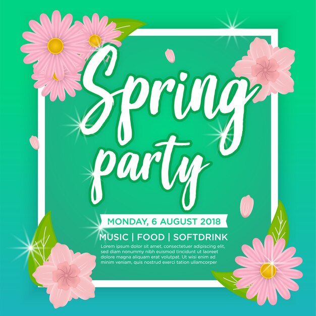 Vector spring party poster template