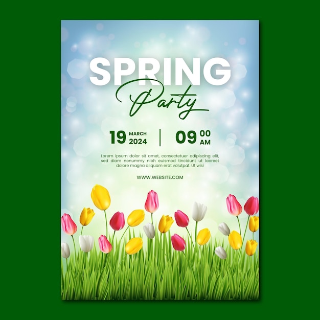 Vector spring party poster vector template