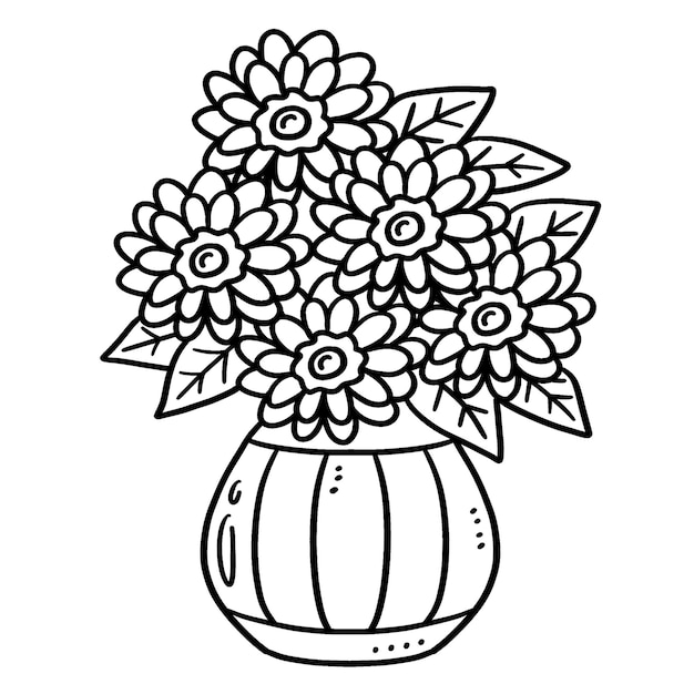 Spring Potted Flowers Isolated Coloring Page