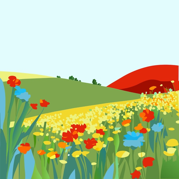 spring prairie illustration simple tatsuro kiuchi vector illustration