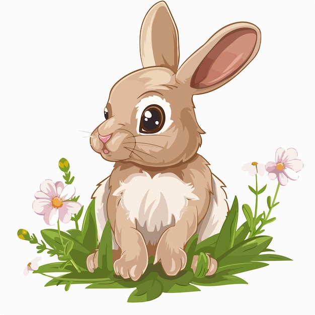 Vector spring rabbit clipart isolated on white background