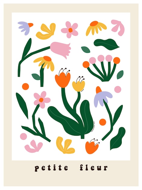 Spring retro card with flowers