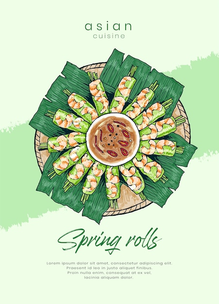 Spring rolls with green background