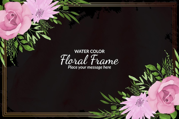 Spring rose's floral frame background with watercolor Free Vector