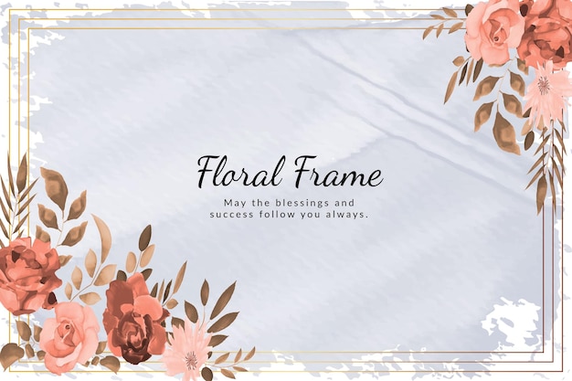 Spring rose's floral frame background with watercolor Free Vector