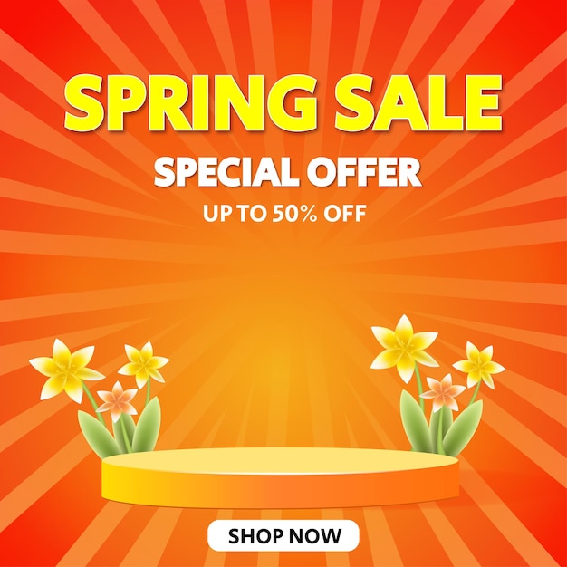 Spring sale banner template social media poster