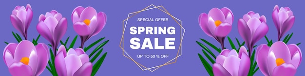 Spring sale discount banner Poster vector illustration