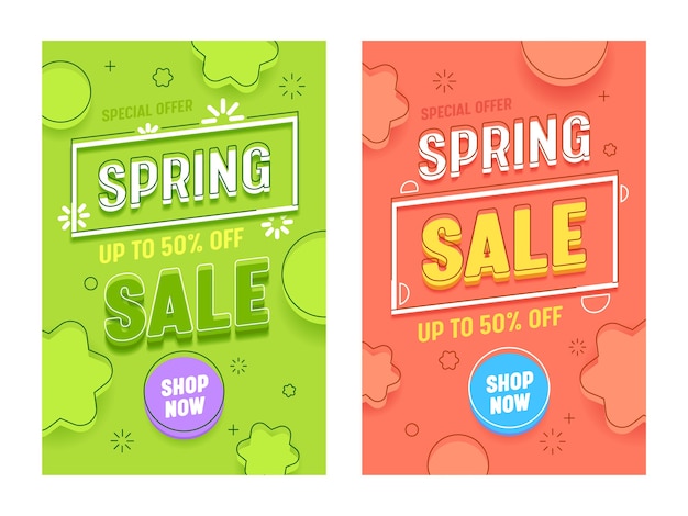 Spring Sale Red Green Vertical Banner Set