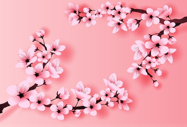 Vector spring season cherry blossom concept springtime with sakura branch floral cherry blossom