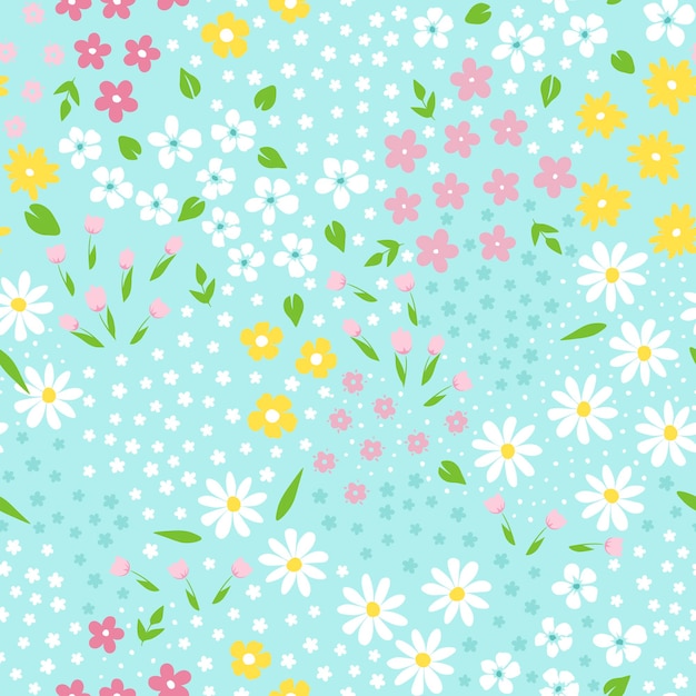 Spring simple flowers seamless pattern Tiny beautiful flowers