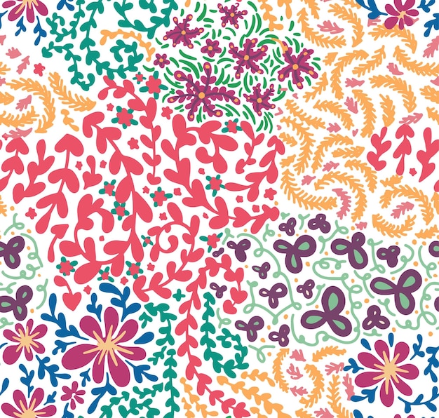 Spring or summer flowers blooming seamless pattern